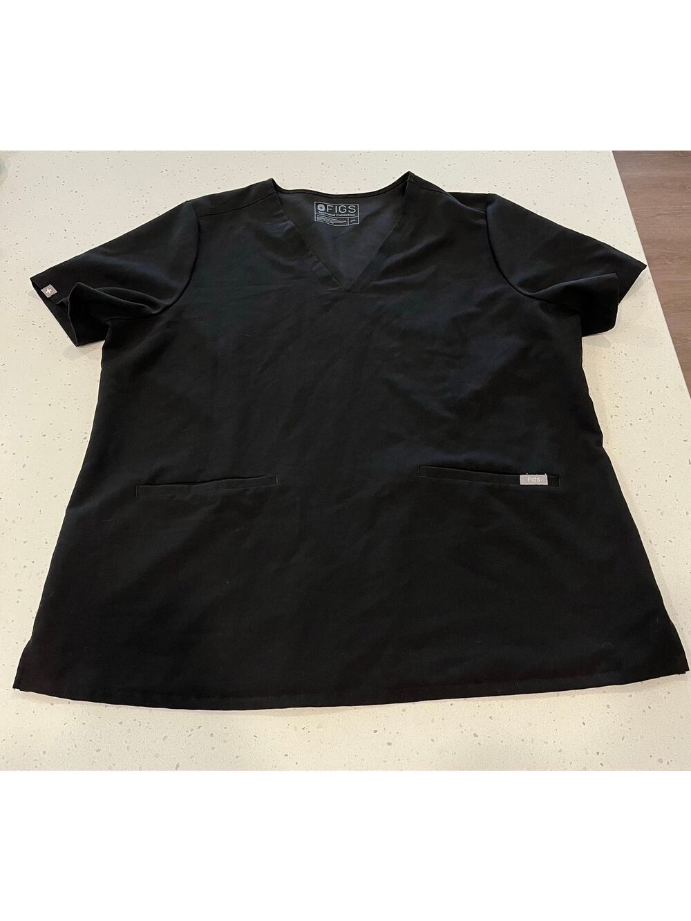 Figs Casma Scrub Top Black Size XXL